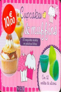 CUPCAKES Y MUFFINS (MAGDALENAS) (CAJA. FICHAS DE RECETAS Y DOCE MOLDES DE SILICONA)