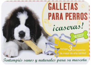 CAJA GALLETAS PARA PERROS ¡CASERAS! (LATA CON 50 RECETAS Y 3 CORTAPASTAS DE METAL)