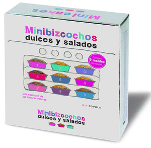 KIT MINIBIZCOCHOS DULCES Y SALADOS (LIBRO Y 9 MOLDES DE SILICONA)