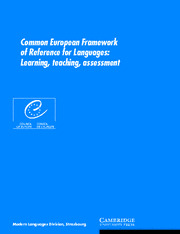 COMMON EUROPEAN FRAMEWORK OF REFERENCE FOR LANGUAGES: LEARNING, TEACHING, ASSESSMENT