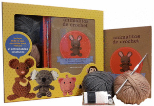 KIT ANIMALITOS DE CROCHET (LIBRO, AGUJAS Y OVILLOS)