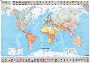 MAPA MURAL PLASTIFICADO EL MUNDO. MICHELÍN. 1:28500000 (1 M. X 1,44 M.) (REF. 13703)
