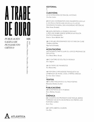 REVISTA A TRABE DE OURO, 121. PUBLICACION GALEGA DE PENSAMENTO CRITICO