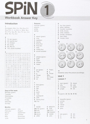 SPIN 1. WORKBOOK ANSWER KEY