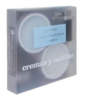 KIT CREMAS Y NATILLAS (LIBRO CON 35 RECETAS + 2 CAZUELITAS DE BARRO + 1 SOPLETE