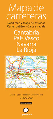 MAPA DE CARRETERAS DE CANTABRIA, PAIS VASCO / EUSKADI, COMUNIDAD FORAL DE NAVARR