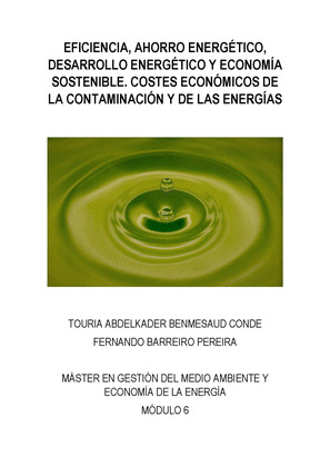 EFICIENCIA, AHORRO ENERGETICO, DESARROLLO ENERGETICO Y ECONOMIA SOSTENIBLE. COST