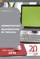 ADMINISTRATIVOS DEL AYUNTAMIENTO DE VALENCIA. TEMARIO VOL. II.