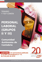PERSONAL LABORAL DE LA COMUNIDAD AUTÓNOMA DE CANTABRIA. (GRUPOS II Y III) TEMARI