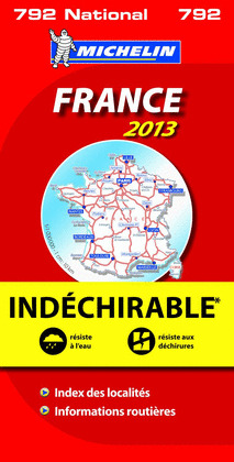 MAPA DE CARRETERAS DE FRANCIA. ALTA RESISTENCIA. FRANCE 2013 INDECHIRABLE. MAPA DESPLEGABLE 792 NATI
