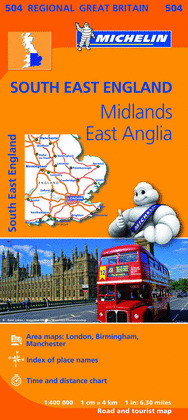 MAPA REGIONAL SOUTH EAST ENGLAND, THE MIDLANDS, EAST ANGLIA