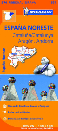 MAPA REGIONAL MICHELIN ESPAÑA NORESTE: CATALUÑA/CATALUNYA, ARAGON, ANDORRA