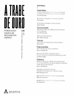 REVISTA TRABE DE OURO, 130. PUBLICACIÓN GALEGA DE PENSAMENTO CRÍTICO
