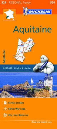 MAPA 524 AQUITAINE. FRANCIA. MAPA REGIONAL 2016