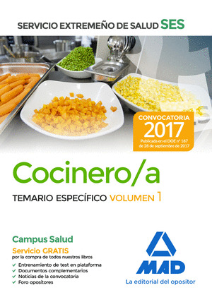 COCINERO/A DEL SERVICIO EXTREMEÑO DE SALUD (SES). TEMARIO ESPECÍFICO VOLUMEN 1