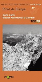 MAPA TOP 25 PICOS DE EUROPA ZONA NORTE MACIZO OCCIDENTAL O CORNION