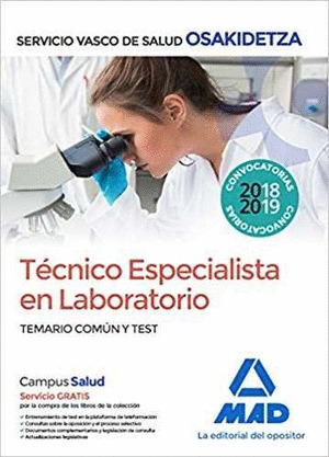TÉCNICO ESPECIALISTA EN LABORATORIO DE OSAKIDETZA-SERVICIO VASCO DE SALUD
