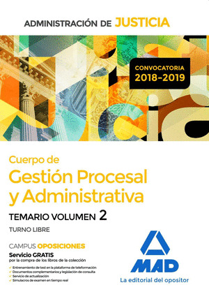 TEMARIO 2. CUERPO DE GESTIÓN PROCESAL Y ADMINISTRATIVA DE LA ADMINISTRACIÓN DE JUSTICIA