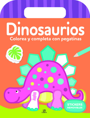 DINOSAURIOS. COLOREA Y COMPLETA CON PEGATINAS