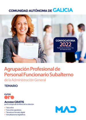 AGRUPACIÓN PROFESIONAL DE PERSONAL FUNCIONARIO SUBALTERNO DE LA ADMINISTRACIÓN GENERAL. TEMARIO ESPECÍFIC