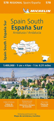 MAPA REGIONAL PLEGABLE 578 ESPAÑA SUR. ANDALUCÍA. ESCALA 1:400.000