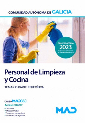 PERSONAL DE LIMPIEZA Y COCINA. TEMARIO PARTE ESPECIFICA. XUNTA DE GALICIA. CONVOCATORIA 2023