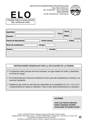 ELO EVALUACION DEL LENGUAJE ORAL (JUEGO COMPLETO)