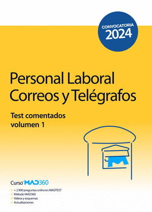 PERSONAL LABORAL DE CORREOS Y TELEGRAFOS VOLUMEN 1 TEST COMENTADOS