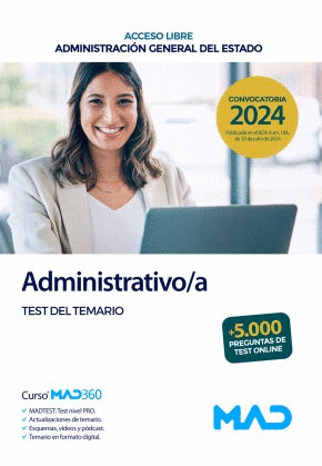 TEST DEL TEMARIO. ADMINISTRATIVO/A DE LA ADMINISTRACIÓN GENERAL DEL ESTADO (ACCESO LIBRE). CONVOCATORIA 2