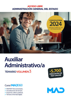 TEMARIO 3. AUXILIAR ADMINISTRATIVO/A (ACCESO LIBRE). ADMINISTRACIÓN GENERAL DEL ESTADO