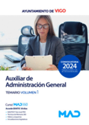 AUXILIAR ADMINISTRATIVO ADMINISTRACION GENERAL TEMARIO VOLUMEN 1 2024