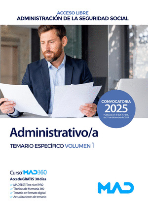 TEMARIO GENERAL I ADMINISTRATIVO/A ADMINISTRACION SEGURIDAD SOCIAL