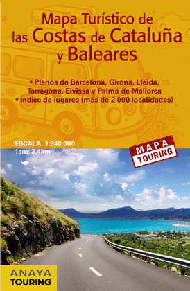 MAPA TURISTICO DE LAS COSTAS DE CATALUÑA Y BALEARES (DESPLEGABLE), ESCALA 1:340.