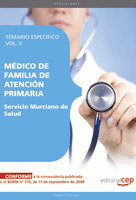 MÉDICO DE FAMILIA DE ATENCIÓN PRIMARIA. SERVICIO MURCIANO DE SALUD. TEMARIO  ESP