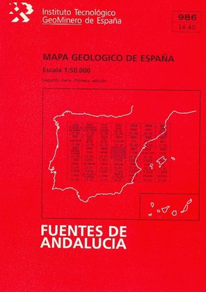 MAPA GEOLOGICO DE ESPAÑA, ESCALA 1:50.000, N. 986 FUENTES DE ANDALUCIA