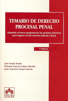 TEMARIO DERECHO PROCESAL PENAL 3ªED 2009