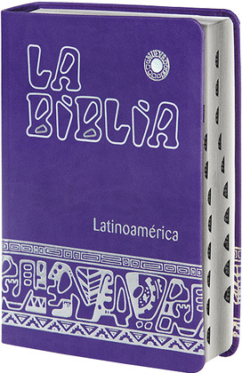 LA BIBLIA LATINOAMÉRICA [LETRA GRANDE] SIMIL-PIEL MORADA, CANTO PLATEADO, CON UÑ