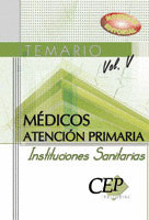 MEDICOS DE ATENCION PRIMARIA. TEMARIO V. INSTITUCIONES SANITARIAS