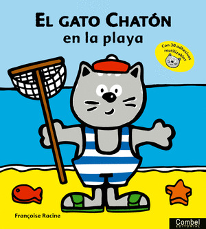 GATO CHATON EN LA PLAYA  (CON ADHESIVOS)