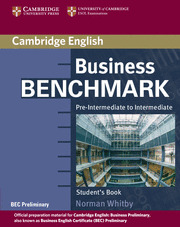 BUSINESS BENCHMARK. PRE-INTERMEDIATE TO INTERMEDIATE. STUDENTŽS BOOK