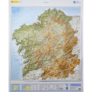 MAPA DE GALICIA FÍSICO EN RELIEVE. ESCALA 1 : 250.000