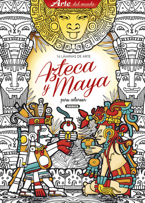 LAMINAS DE ARTE AZTECA Y MAYA PARA COLOREAR