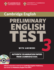 CAMBRIDGE PRELIMINARY ENGLISH TEST 3 SELF STUDY PACK (LIBRO+CD A)
