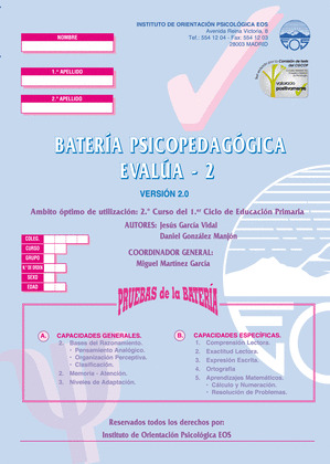 BATERIA PSICOPEDAGOGICA EVALUA 2 PRUEBAS