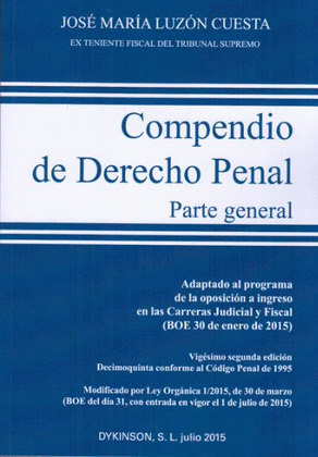 COMPENDIO DE DERECHO PENAL. PARTE GENERAL (EDICIÓN 2015)
