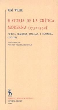 BRHT09/1. Hª DE LA CRITICA MODERNA (I). 2ª MITAD SIGLO XVIII