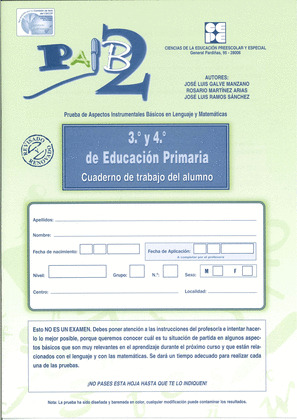 PAIB 2. CUADERNO DE TRABAJO DEL ALUMNO 3º Y 4º DE PRIMARIA