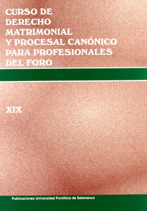 CURSO DE DERECHO MATRIMONIAL Y PROCESAL CANONICO PROFESIONAL