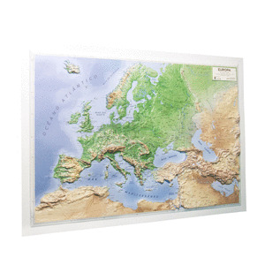 MAPA EN RELIEVE EUROPA FISICO. ESCALA 1:11.000.000, 65X45 CM