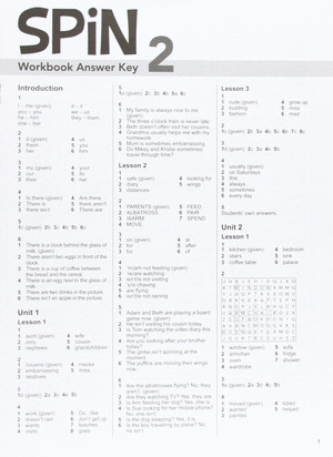 SPIN 2. WORKBOOK ANSWER KEY